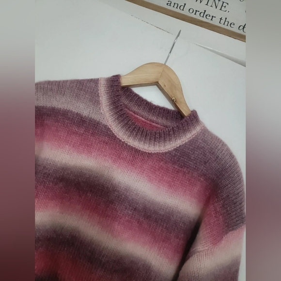 Striped Pink and Purple Women's Sweater - Picture 2 of 4